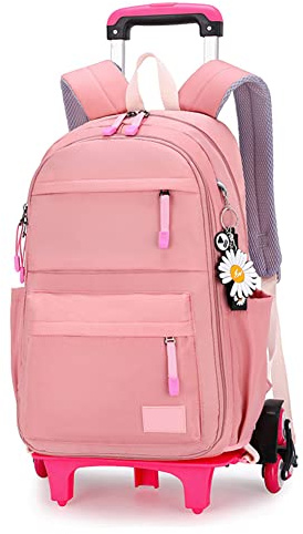 BOZONLI Reisetasche mit Rollen, Trolley Handgepäck, Rucksack mit Rollen für Reisen und Schule (Rosa)