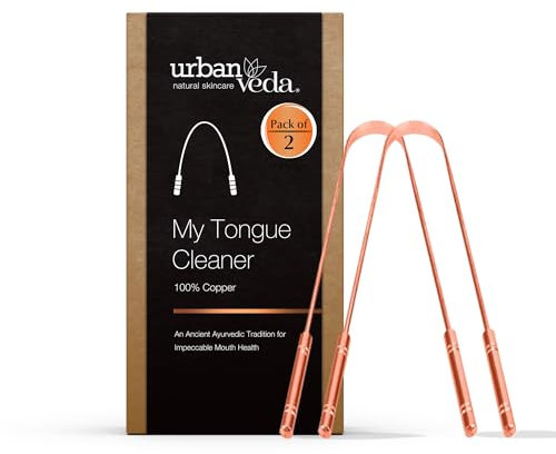 Urban Veda Copper Tongue Scraper | Digestive Health & Bacteria Remover | Fresher Breath & Enhanced Taste | Copper Tongue Scraper for Bad Breath Treatment | Oral Hygiene Products | Pack of 2