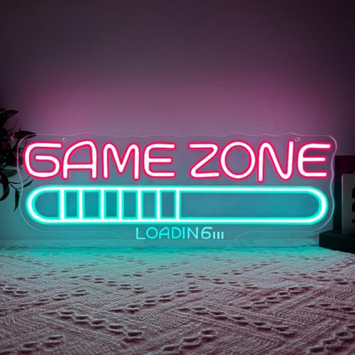 BEISKAFNVSZ GAME ZONE Letrero Neón Personalizado USB LED Brillante Letrero de Bar Retro Lámpara Neón Regulable Para Sala Juegos Casa Fondo Habitación Decoración Hombre
