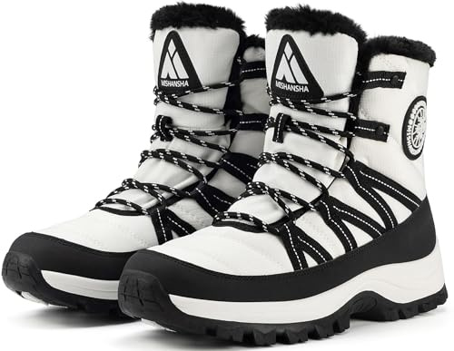 Mishansha Donna Stivali da Neve Invernali Scarpe All'Aperto Stivaletti Antiscivolo, Bianco 40