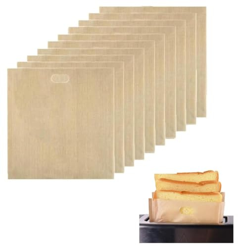 10 sacchetti per tostapane, riutilizzabili e antiaderenti, sacchetti per toasti, lavabili e resistenti, resistenti al calore, perfetti per microonde, tostapane, forno, pizza