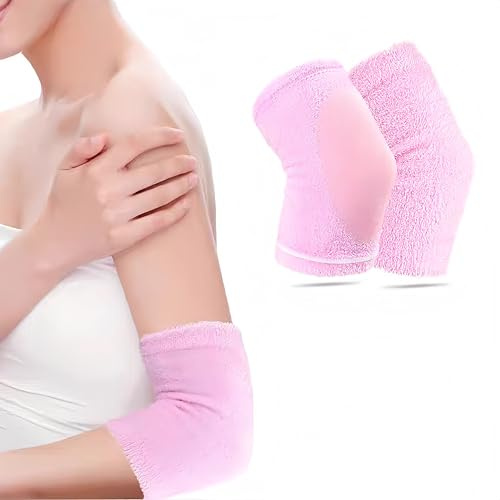 RTRTGS 1 Paio Gomitiere Idratanti in Gel di Silicone, Bande Elastiche per Gomiti, Protezione Idratante per Gomiti, Cotone Morbido, Cura Centro Benessere per Gomiti, Traspirante, Maniche Esfolianti