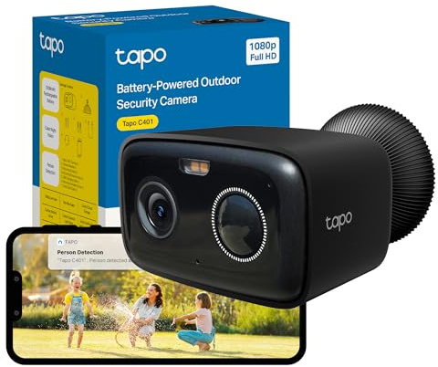 Tapo C401 2MP Security Camera Outdoor Wireless,Colour Night Outdoor Camera,Smart Tracking Security Camera,Long Battery Life CCTV,IP65,No Hub,Alexa,Google Home,Flexible Storage,No Monthly fee