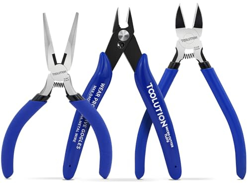Smyckestång set med 3 delar med 12,7 cm fjäderskärare, 12,7 cm spetstång och minisidoskärare, minitångset för smyckestillverkning, elektronik, modellbygge och hantverk