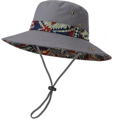 AYPOW Chapeau de Soleil UPF50+ Hommes Femmes, Large Bord Léger Séchage Rapide Respirant Imperméable Pliable Ajustable Bob Seau Chapeau l'Extérieur, Chapeaux de Pêcheur Cowboy Safari Randonnée Vacances