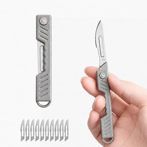 VBK Mini Folding Scalpel, Multitool EDC Pocket Tool with 10 Replaceable, Box Opener Craft Tool for Daily Use DIY, Everyday Carry Pocket Knife for Outdoor Camping Hiking Unpacking | Pocket Knife Small for Camping and Office, Folding Knife for Parcel Opening Letters Camping Everyday