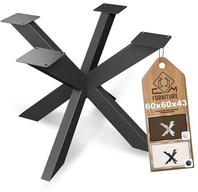 CM Furniture Pied de Table Basse Mikado Spider Châssis de Table pour Plateaux Ronds Carrés Réglable Noir Hauteur 43 cm Patins de Tables pour Consoles Jardin Salon Bar Pied de Meuble Montage Easy
