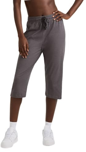 Champion Pantaloni Capri da Donna, Pantaloni Corti Leggeri da Salotto, in Jersey Lavorato a Maglia Capri per Le Donne, 18, Granito Heather, XL