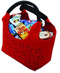 Christian Tanner 4011.1 - Moderne Filztasche im Sternmuster prall gefüllt mit Markenminiaturen für den Kinderkaufladen