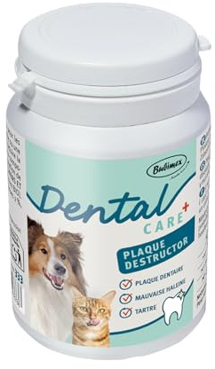 BUBIMEX - Plaque Destructor - Hygiène Bucco-Dentaire Chien & Chat - Combat La Plaque Dentaire & La Mauvaise Haleine - Formule Bio à Base De 100 % d'Algue Brune - 80 g