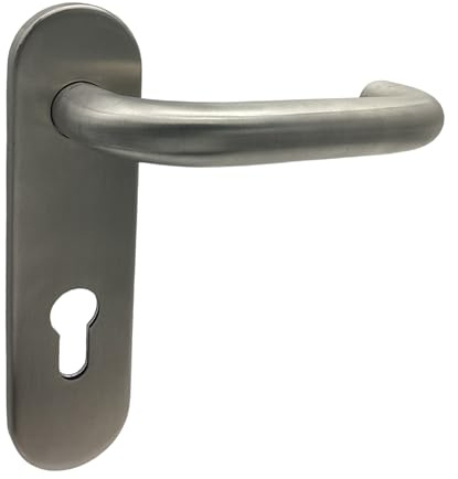 domino Türgriff UNO INOX PZ-Profilzylinder 72, Edelstahl Drückergarnitur für Zimmertüren, Türgriffe, Langschildgarnitur, Türdrücker-Set, Türbeschläge, Haustürgriff, Ziehgriff H225/B41/T9 mm