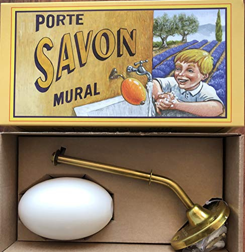 BARBACADO Porte-Savon Mural Écolier – Savon Pur Végétal Fleur de Coton – Support Laiton – Fabrication Française