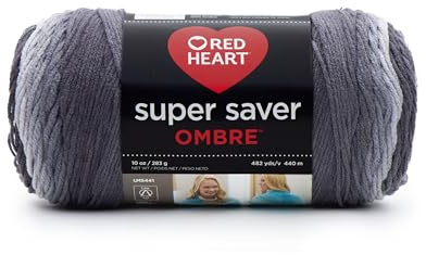 RED HEART E305.3964 Super Saver Ombre Yarn, Anthracite
