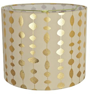 Aspen Creative 31097 Transitional Drum (Cylinder) Shaped Spider Construction Lamp Shade in Beige & Gold Printed, 12 Wide (12 x 12 x 10)