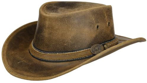 Scippis Chapeau Western Irving Cowhide Chapeau en Cuir (XL (60-61 cm) - Marron)