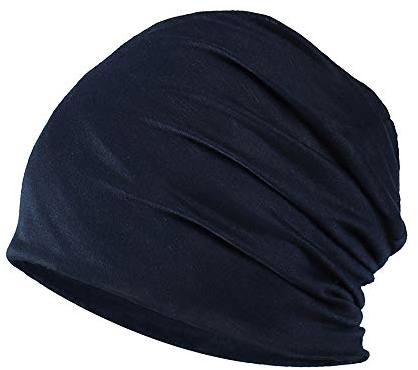 YOFASEN Slouchy Beanie Mütze - Chemo Cancer Kopfbedeckung aus Baumwolle Schlafmütze Turban Kopfbedeckung Strecken Muslimisches Kopftuch für Frauen Männer, Navy blau, One size