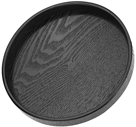 Raguso Bandeja de Madera Bandeja Redonda Negra Bandeja de té café Snack Comida Bandeja de Transferencia Bandeja de Desayuno Bandeja de Servicio Versátil para Café Restaurante Hote