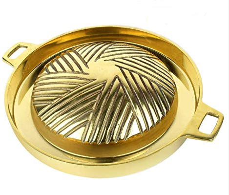 Cozinest Mookata Messinggrillpfanne, thailändisch, koreanisch, japanischer Stil, BBQ, Grill, Steak, heiße Pfanne, antihaftbeschichtet, für drinnen und draußen, 27,9 cm