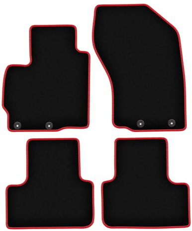 Wielganizator Velours Fußmatten 4-TLG Set passend für Mitsubishi ASX (2010-2019) | Qualität: LUX – Maßgenau & rutschfest – Schwarz/Rot