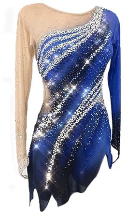 LIUHUO Figure Skating Dress Apparel Girls Women Competition Dress Performance Wear Teens Training Dancewear Salsa Blue Girls