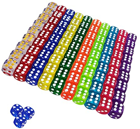 Booaee Wrfel Set: 100 Stck Bunt Wrfel, 12mm Acryl Spielwrfel, Hexaeder fr Spiele, Teaching Math, Party