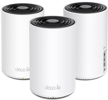 TP-Link Deco XE75 AXE5400 Tri-Band WiFi 6E Mesh System - Wi-Fi up to 7200 Sq.Ft, Engadget Rated Best Mesh for Most People, Replaces WiFi Router and Extender, AI-Driven Mesh New 6GHz Band, 3-Pack