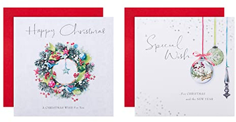 Hallmark Multipack Christmas Cards, Charity Cards, Pack of 16 in 2 Lucy Cromwell Classic Designs