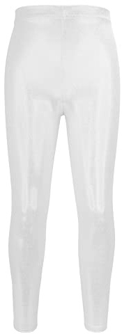 NewL Kinder Mädchen Tanzhose Gymnastik Glänzend Metallic Tanzleggings Skinny für Performances Kostüm (Weiß, 5-6 Jahre) Tag Größe 120