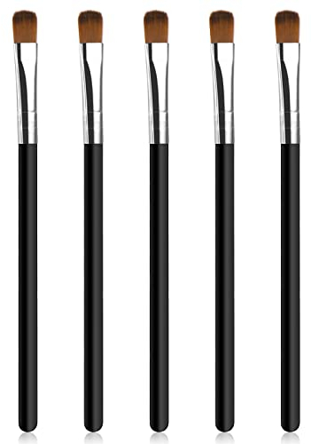 WLLHYF Lot de 5 pinceaux à eyeliner inclinés professionnels pour maquillage des yeux ultra fins et biseautés pour fard à paupières gel poudre crème liquide femmes et filles