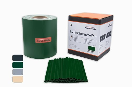 home Trends Tiras de protección visual, incluye clips de montaje, PVC para vallas, protección contra el viento, tiras de privacidad, para balcón, jardín (verde, 50 m x 19 cm)