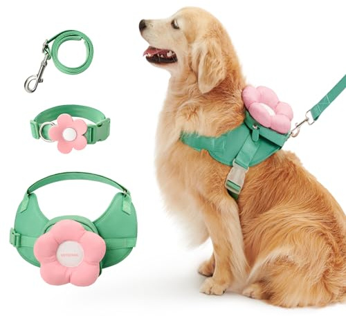 VETRESKA Flora Dog Harness, Leash and Collar Set, No Pull Dog Vest Harness for Walking and Training, Adjustable, Easy Control and Soft Padded Pet Harness and Backpack for Small Medium Large Dogs, L