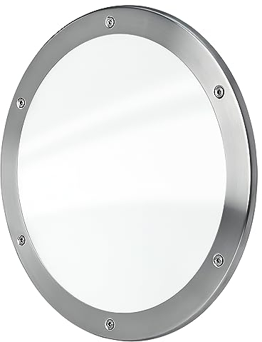 MLS Bullauge B5000 für Türen, Türfenster aus Edelstahl, VSG-Sicherheitsglas, Einseitige Montage auf Türblatt, ohne Ausschneiden, Einseitig Sichtbare Schrauben, 1 Stück, 1 Ring Ø 350 mm, Klares Glas