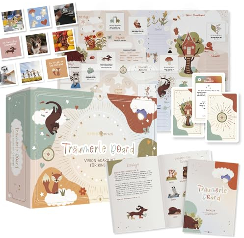 Lebenskompass Kreatives Achtsamkeits-Set für Kinder ab 6 – Träume, Ziele & Gefühle entdecken | Träumerle Board mit Poster & Karten für spielerisches Lernen & Familienzeit