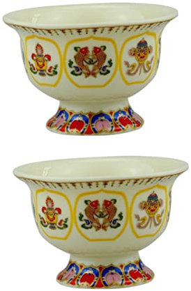 HOMSFOU 4 Stück Ghee-Lampenfassung chinesische Opferschale Wasseropferbecher Wohnkultur dekorative Schale Trink Gläser Kerzenhalter keramikschale handwerk Tempel Keramikschale Haushalt