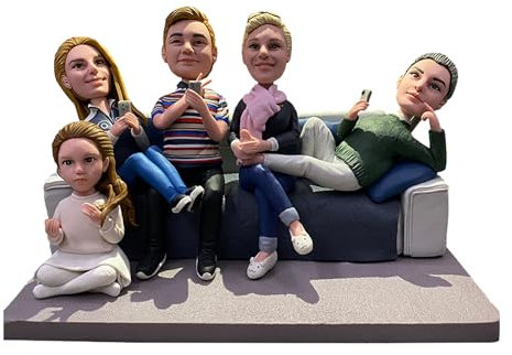 RODMAIE Individuelle Wackelkopf-Familie, personalisierte Puppe, benutzerdefinierte Wackelkopf-Figur, elegante Skulptur, Geschenk