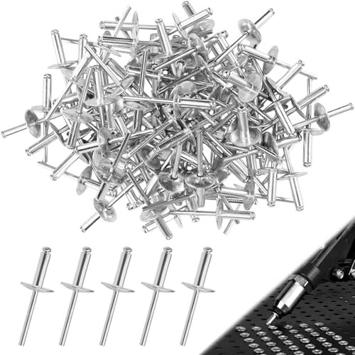 Lot de 50 rivets aveugles en aluminium avec grande bride, rivets pop, rivets aveugles en acier inoxydable, 4,8 mm x 12 mm, pour tôle, travail du bois, rivets industriels, pneumatiques ou manuels