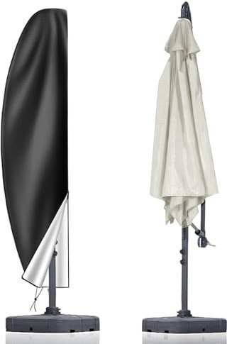 AMFUN Copri Ombrellone da Giardino, Copertura per Ombrelloni Antipolvere con Palo, 420D Oxford-Tessuto Copertura Protettiva per Ombrellone da Giardino Spiaggia Balcone, Antivento Anti-UV, 50*70*40cm