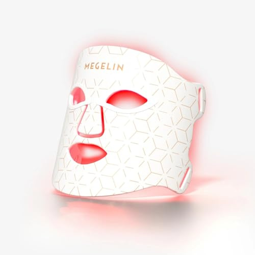 MEGELIN 7 färger LED ljusterapi ansiktsmask, ansikte ljusterapi mask för ansikte, akne minskning hudvård, anti-åldrande, minska rynkor slät hud, infrarött ljus hudföryngring
