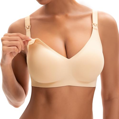 INNERSY Sujetador de Lactancia de Maternidad sin Aros Cómodo sin Costuras | Ropa Interior Premamá, Sostenes con Relleno, para el Embarazo y Posparto, Soutien Amamentação, Alargador Adicional, Diario