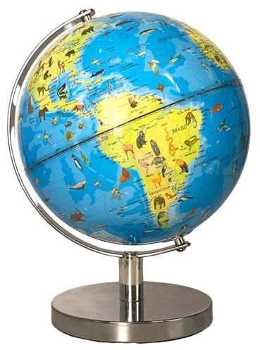 Gleneagles Educational World Globe for Kids 20cm – Animal & Landmark Globe with Continents Countries & Oceans Rotating Earth for Learning Home School & Decor Ideal Gift for Young Explorers