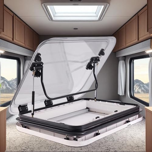 Giuggiolared Oblò per Tetto apribile per Camper, oblò apribile manualmente da 50/70/80 x 50 cm con Luce LED, lucernario in Lega di Alluminio per roulotte, Camper, Food Truck,800 * 500mm