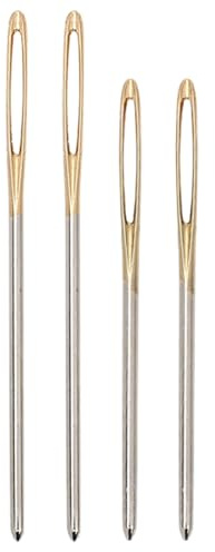 KinetiCore 4 Pcs Large Eye Blunt Sewing Needles, Gold Stainless Steel Tapestry Darning Needles for Knitting, Crochet, Embroidery & DIY Crafting
