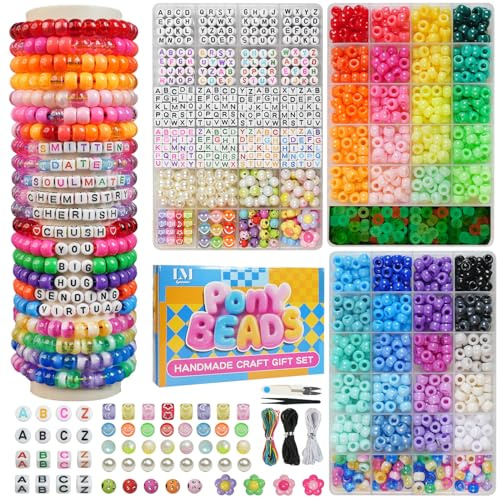 3 Scatole di Perline per Braccialetti, 2400Pezzi 55 Colori con Perline Luminose, Kit per Creare Braccialetti dell‘Amicizia, Regalo Creativo per Bambine 6+ Anni
