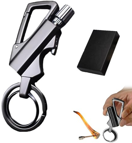 Permanent Match Infinity Lighter, with Multitool Keychain, Keychains Bottle Opener, Reusable Waterproof Matches, Portable Keychain Lighter, for Outdoor Survival, Camping Gifts For Men (Black)