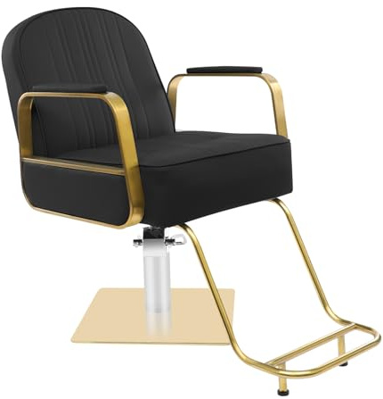 Frisörstol höjdjusterbar, barberstol med hydraulisk pump, 360° roterbar, 150 kg lastkapacitet, 90–104 cm justerbar höjd, ergonomisk frisörstol för frisör, skönhetssalong (svart)