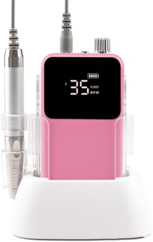 Akfldms Máquina Pulidora de Uñas Inalámbrica de Sobremesa Rectangular de 35 000 RPM, Pulidora Eléctrica de Uñas Recargable e Inalámbrica con Enchufe Europeo