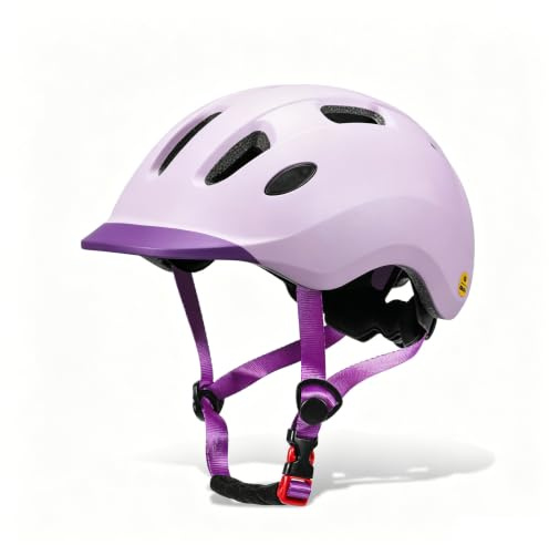 Casque de vélo pour enfant de 48 à 52 cm - Avec oreilles 3D - Réglable - Pour filles et garçons - Casque de skate léger pour vélo de route, scooter, vélo et patins à roulettes (violet clair, S)