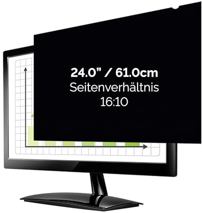 Fellowes PrivaScreen Black Out Privacy Filter Anti Glare Screen Protector for Monitor 24.0 Inches (16:10 Aspect Ratio) 521 x 326mm - Easy Attach & Removal with Quick Reveal Tabs