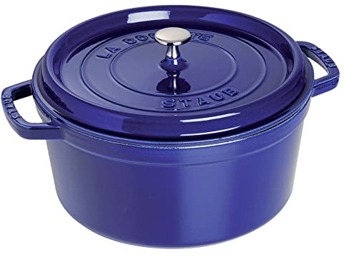Staub Cast Iron 5.5-qt Round Cocotte - Dark Blue, Made in France