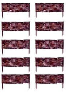 Floranica 10 Pezzi Recinzione in Vimini per aiuole 40 cm x 40 cm Palizzata in Salice Bordatura per aiuole Pannello da Giardino per Delimitazione di Sentieri Bordo per Prato